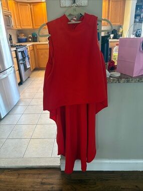 Sleeveless Red High-Low Women's Top